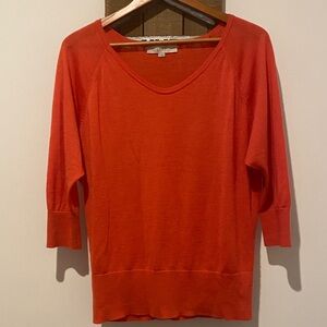 LOFT Vibrant Orange V-Neck Sweater